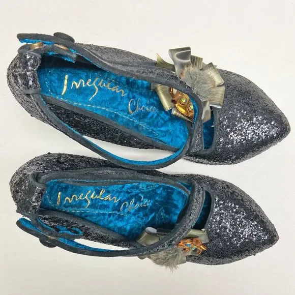 Irregular Choice Sparkle Heels in Black and Silver - Picture 4 of 10